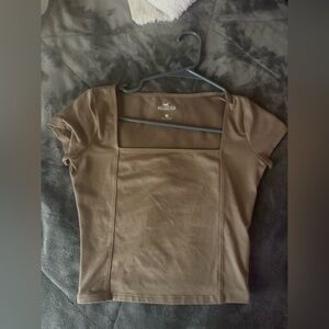 Hollister Women's Square Neck Short Sleeve Top - Brown